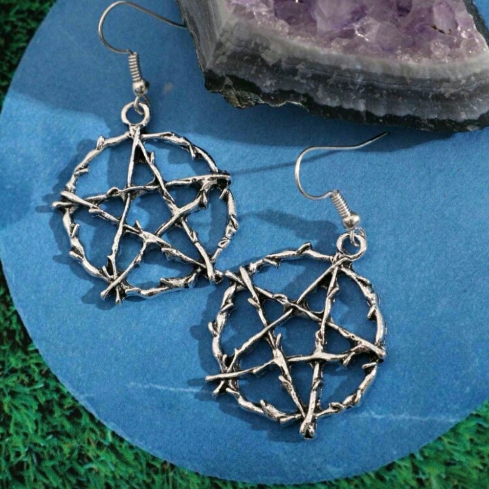 ROMWE Goth 1 pair Zinc Alloy Star Decor Drop Earrings New